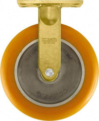 Caster Connection - 10" Diam x 2" Wide x 12" OAH Top Plate Mount Rigid Caster - Polyurethane on Aluminum, 1,500 Lb Capacity, Sealed Precision Ball Bearing, 4-1/2 x 6-1/4" Plate - Americas Industrial Supply