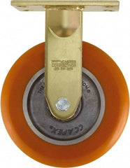 Caster Connection - 8" Diam x 2" Wide x 10-1/8" OAH Top Plate Mount Rigid Caster - Polyurethane on Aluminum, 1,200 Lb Capacity, Sealed Precision Ball Bearing, 4-1/2 x 6-1/4" Plate - Americas Industrial Supply