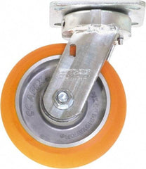 Caster Connection - 6" Diam x 2" Wide x 7-1/2" OAH Top Plate Mount Swivel Caster - Polyurethane on Aluminum, 1,000 Lb Capacity, Sealed Precision Ball Bearing, 4 x 4-1/2" Plate - Americas Industrial Supply