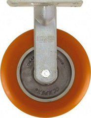 Caster Connection - 8" Diam x 2" Wide x 10-1/8" OAH Top Plate Mount Rigid Caster - Polyurethane on Aluminum, 1,200 Lb Capacity, Sealed Precision Ball Bearing, 4-1/2 x 6-1/4" Plate - Americas Industrial Supply