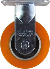 Caster Connection - 5" Diam x 2" Wide x 6-1/2" OAH Top Plate Mount Rigid Caster - Polyurethane on Aluminum, 750 Lb Capacity, Sealed Precision Ball Bearing, 4 x 4-1/2" Plate - Americas Industrial Supply