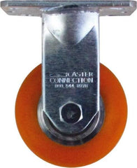 Caster Connection - 4" Diam x 2" Wide x 5-5/8" OAH Top Plate Mount Rigid Caster - Polyurethane, 700 Lb Capacity, Sealed Precision Ball Bearing, 4 x 4-1/2" Plate - Americas Industrial Supply