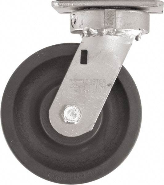 Caster Connection - 6" Diam x 2" Wide x 7-1/2" OAH Top Plate Mount Swivel Caster - High Grade Nylon, 1,500 Lb Capacity, Sealed Precision Ball Bearing, 4 x 4-1/2" Plate - Americas Industrial Supply