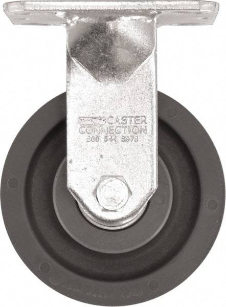 Caster Connection - 5" Diam x 2" Wide x 6-1/2" OAH Top Plate Mount Rigid Caster - High Grade Nylon, 1,200 Lb Capacity, Sealed Precision Ball Bearing, 4 x 4-1/2" Plate - Americas Industrial Supply