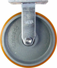 Caster Connection - 10" Diam x 3" Wide x 11-1/2" OAH Top Plate Mount Rigid Caster - Polyurethane on Iron, 2,750 Lb Capacity, Sealed Precision Ball Bearing, 4-1/2 x 6-1/4" Plate - Americas Industrial Supply