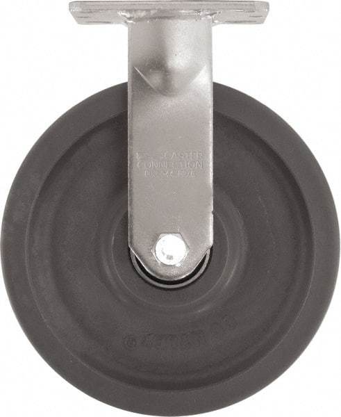 Caster Connection - 8" Diam x 2" Wide x 9-1/2" OAH Top Plate Mount Rigid Caster - High Grade Nylon, 2,000 Lb Capacity, Sealed Precision Ball Bearing, 4 x 4-1/2" Plate - Americas Industrial Supply