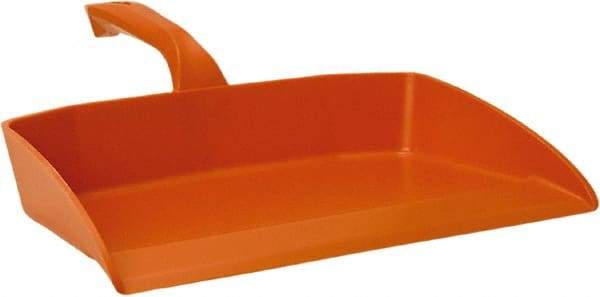 Vikan - 12-1/2" Wide Handheld Dustpan - Plastic Body, 4-1/2" Handle, Orange - Americas Industrial Supply