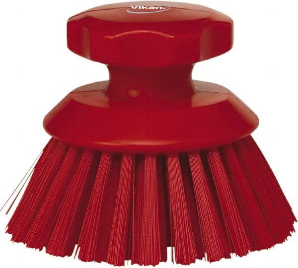Vikan - 1-1/2" Bristle Length, Polyester Food Service Brush - 3-3/4" Long x 5" Wide Head, 5" OAL, Red, Polypropylene Block - Americas Industrial Supply