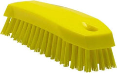 Vikan - 1" Bristle Length, Polyester Scrub Brush - 6-1/4" Long x 7" Wide Head, 7" OAL, Yellow, Polypropylene Block - Americas Industrial Supply