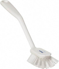 Vikan - 1" Bristle Length, Polyester Food Service Brush - 2-11/16" Long x 1" Wide Head, 10-1/2" OAL, White, Polypropylene Block - Americas Industrial Supply