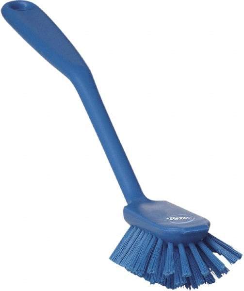 Vikan - 1" Bristle Length, Polyester Food Service Brush - 2-11/16" Long x 1" Wide Head, 10-1/2" OAL, Blue, Polypropylene Block - Americas Industrial Supply