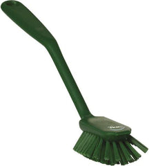 Vikan - 1" Bristle Length, Polyester Food Service Brush - 2-11/16" Long x 1" Wide Head, 10-1/2" OAL, Green, Polypropylene Block - Americas Industrial Supply