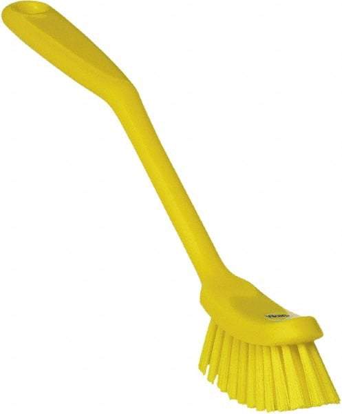 Vikan - 1" Bristle Length, Polyester Food Service Brush - 2-7/8" Long x 1" Wide Head, 11" OAL, Yellow, Polypropylene Block - Americas Industrial Supply