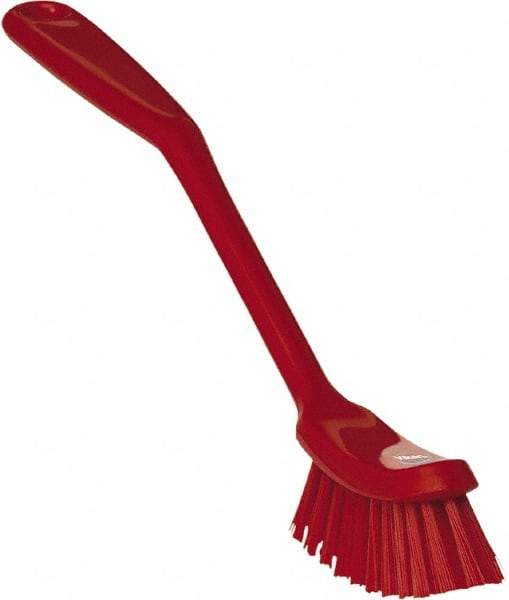 Vikan - 1" Bristle Length, Polyester Food Service Brush - 2-7/8" Long x 1" Wide Head, 11" OAL, Red, Polypropylene Block - Americas Industrial Supply