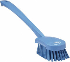 Vikan - 1.3" Bristle Length, Polyester Scrub Brush - 4" Long x 2-3/4" Wide Head, 15-3/4" OAL, Blue, Polypropylene Block - Americas Industrial Supply