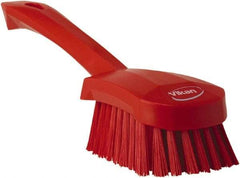 Vikan - 1.3" Bristle Length, Polyester Scrub Brush - 4-1/4" Long x 2-3/4" Wide Head, 10" OAL, Red, Polypropylene Block - Americas Industrial Supply