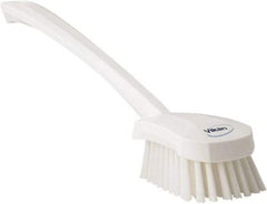 Vikan - 1.3" Bristle Length, Polyester Scrub Brush - 4" Long x 2-3/4" Wide Head, 15-3/4" OAL, White, Polypropylene Block - Americas Industrial Supply