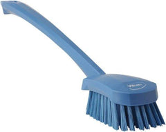 Vikan - 1.3" Bristle Length, Polyester Scrub Brush - 4" Long x 2-3/4" Wide Head, 15-3/4" OAL, Blue, Polypropylene Block - Americas Industrial Supply