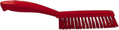 Vikan - 1.3" Bristle Length, Polyester Scrub Brush - 5-7/8" Long x 0.8" Wide Head, 11.2" OAL, Red, Polypropylene Block - Americas Industrial Supply