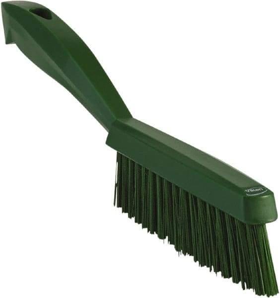 Vikan - 1.3" Bristle Length, Polyester Scrub Brush - 5-7/8" Long x 0.8" Wide Head, 11.2" OAL, Green, Polypropylene Block - Americas Industrial Supply