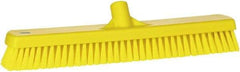 Vikan - 1.8" Bristle Length, Polyester Scrub Brush - 18" Long x 2-1/2" Wide Head, 19" OAL, European Threaded Handle, Yellow, Polypropylene Block - Americas Industrial Supply