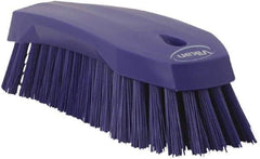 Vikan - 1.3" Bristle Length, Polyester Utility Scrub Brush - 7" Long x 3" Wide Head, 8" OAL, Purple, Polypropylene Block - Americas Industrial Supply