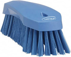 Vikan - 1.3" Bristle Length, Polyester Utility Scrub Brush - 7" Long x 3" Wide Head, 8" OAL, Blue, Polypropylene Block - Americas Industrial Supply