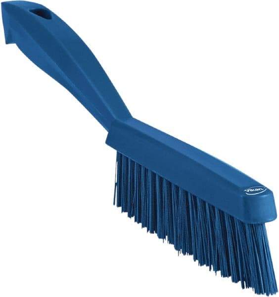 Vikan - 1.3" Bristle Length, Polyester Scrub Brush - 5-7/8" Long x 0.8" Wide Head, 11.2" OAL, Blue, Polypropylene Block - Americas Industrial Supply
