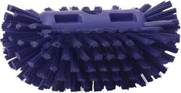 Vikan - 1-1/2" Bristle Length, Polyester Utility Scrub Brush - 5-1/2" Wide Head, 8" OAL, European Threaded Handle, Purple, Polypropylene Block - Americas Industrial Supply
