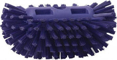 Vikan - 1-1/2" Bristle Length, Polyester Utility Scrub Brush - 5-1/2" Wide Head, 8" OAL, European Threaded Handle, Purple, Polypropylene Block - Americas Industrial Supply