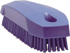 Vikan - 0.7" Bristle Length, Polyester Scrub Brush - 1-1/2" Wide Head, 4-1/2" OAL, Purple, Polypropylene Block - Americas Industrial Supply