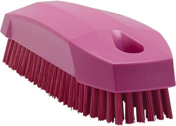 Vikan - 0.7" Bristle Length, Polyester Scrub Brush - 1-1/2" Wide Head, 4-1/2" OAL, Pink, Polypropylene Block - Americas Industrial Supply