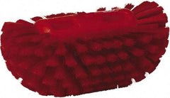 Vikan - 1-1/2" Bristle Length, Polyester Utility Scrub Brush - 5-1/2" Wide Head, 8" OAL, European Threaded Handle, Red, Polypropylene Block - Americas Industrial Supply