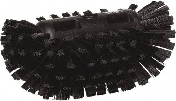 Vikan - 1-1/2" Bristle Length, Polyester Utility Scrub Brush - 5-1/2" Wide Head, 8" OAL, European Threaded Handle, Black, Polypropylene Block - Americas Industrial Supply
