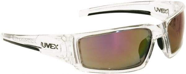 Uvex - Red Mirror Lenses, Framed Safety Glasses - Scratch Resistant, Size Universal, Wrap Around - Americas Industrial Supply