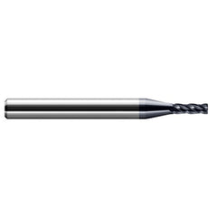 Miniature End Mills - Stub & Standard - 0.1250″ (1/8″) Cutter Diameter × 0.0250″ Radius × 0.5000″ (1/2″) Length of Cut Carbide Corner Radius End Mill, 4 Flutes, AlTiN Coated