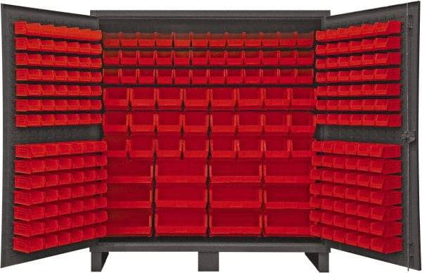 Durham - 240 Bin Storage Cabinet - Steel, 72" Wide x 24" Deep x 78" High, Red - Americas Industrial Supply