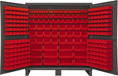 Durham - 240 Bin Storage Cabinet - Steel, 72" Wide x 24" Deep x 78" High, Red - Americas Industrial Supply