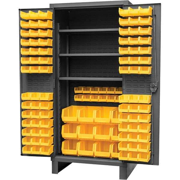 Durham - 3 Shelf 108 Bin Storage Cabinet - Steel, 36" Wide x 24" Deep x 78" High, Gray - Americas Industrial Supply