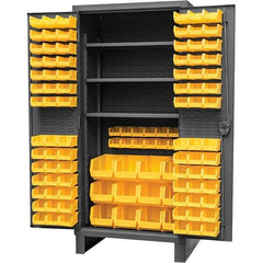 Durham - 3 Shelf 108 Bin Storage Cabinet - Steel, 36" Wide x 24" Deep x 78" High, Gray - Americas Industrial Supply