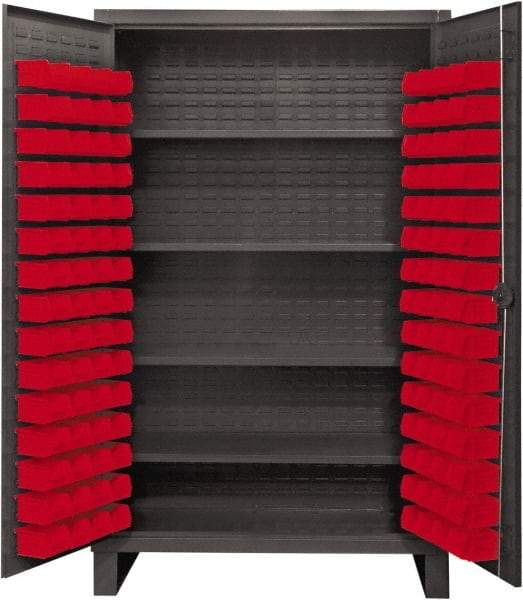 Durham - 4 Shelf 120 Bin Storage Cabinet - Steel, 48" Wide x 24" Deep x 78" High, Red - Americas Industrial Supply