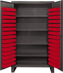 Durham - 4 Shelf 120 Bin Storage Cabinet - Steel, 48" Wide x 24" Deep x 78" High, Red - Americas Industrial Supply