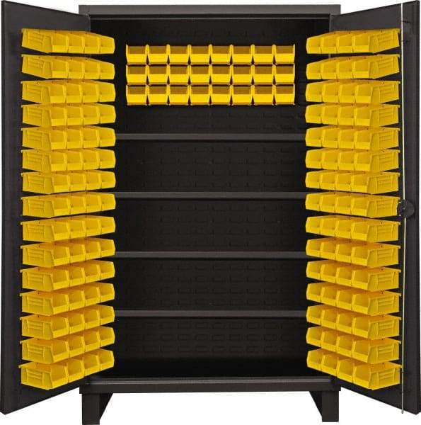 Durham - 4 Shelf 144 Bin Storage Cabinet - Steel, 48" Wide x 24" Deep x 78" High, Gray - Americas Industrial Supply