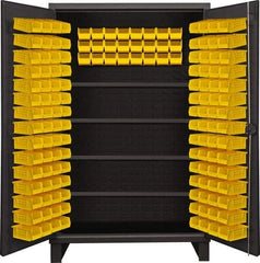 Durham - 4 Shelf 144 Bin Storage Cabinet - Steel, 48" Wide x 24" Deep x 78" High, Gray - Americas Industrial Supply