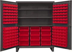 Durham - 3 Shelf 156 Bin Storage Cabinet - Steel, 60" Wide x 24" Deep x 78" High, Red - Americas Industrial Supply