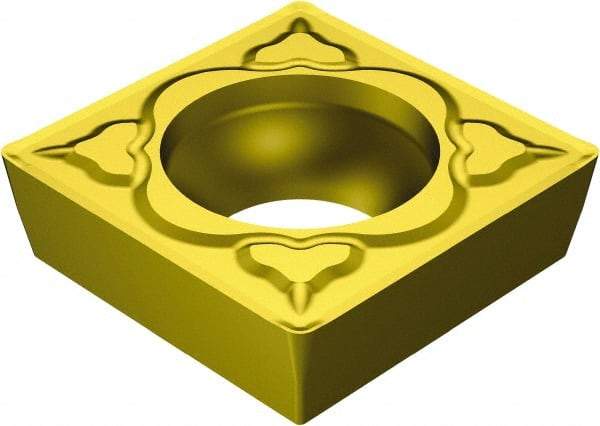 Sandvik Coromant - SCMT32.52 MM Grade 2025 Carbide Turning Insert - TiCN/AI2O3/TiN Finish, 90° Square, 3/8" Inscr Circle, 5/32" Thick, 1/32" Corner Radius - Americas Industrial Supply