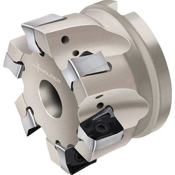 Walter - 4 Inserts, 50mm Cut Diam, 22mm Arbor Diam, Indexable Square-Shoulder Face Mill - 0° Lead Angle, 40mm High, Through Coolant, Series F4041-B1-LN1307 - Americas Industrial Supply