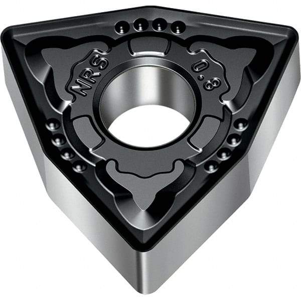Walter - WNMG NRS Grade WSM10S Turning Insert - TiAlN+Al2O3+(Al) Finish, 80° Trigon, 12.7mm Inscr Circle, 4.76mm Thick, 0.8mm Corner Radius - Americas Industrial Supply
