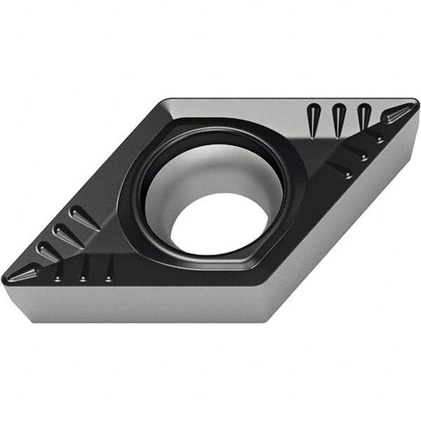 Walter - DCMT RM4 Grade WSM30S Turning Insert - TiAlN+Al2O3+(Al) Finish, 55° Rhombic, 6.35mm Inscr Circle, 2.38mm Thick, 0.8mm Corner Radius - Americas Industrial Supply