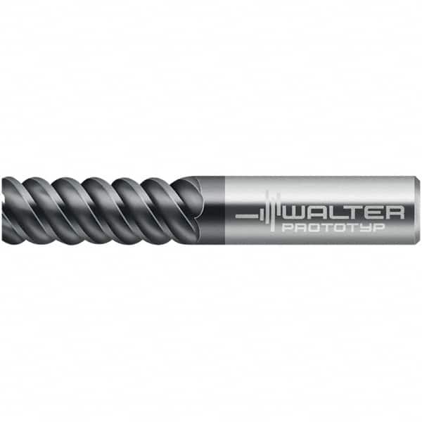 Walter-Prototyp - 12mm, 26mm LOC, 12mm Shank Diam, 83mm OAL, 6 Flute, Solid Carbide Square End Mill - TiAlN Finish, 60° Helix, Right Hand Cut, Right Hand Flute, Series MC129-A-6-B - Americas Industrial Supply